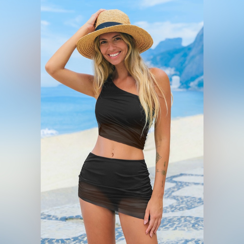 Cupshe Atlantis Asymmetrical Bikini Top & Skirt Bottoms Set